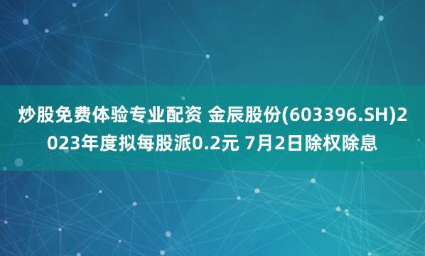 炒股免费体验专业配资 金辰股份(603396.SH)2023年度拟每股派0.2元 7月2日除权除息